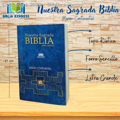 NUESTRA SAGRADA BIBLIA MISION CONTINENTAL LETRA GRANDE AZUL